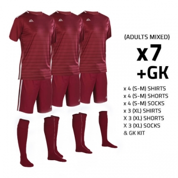 Bayern ss Maroon/White (7+GK) Mixed Kit Bundle