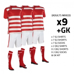 Boca ss Red/White (9+GK) Mixed Adults Kit Bundle x10 Full Kits With Printing (Sizes L, XL)